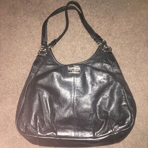 black leather coach purse